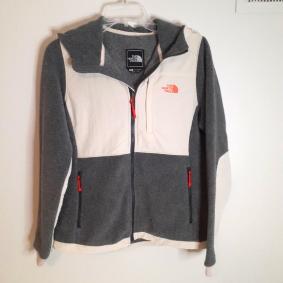 The North Face Womens Denali Hooded Jacket Small Grey Cream Colorblock - Picture 1 of 5